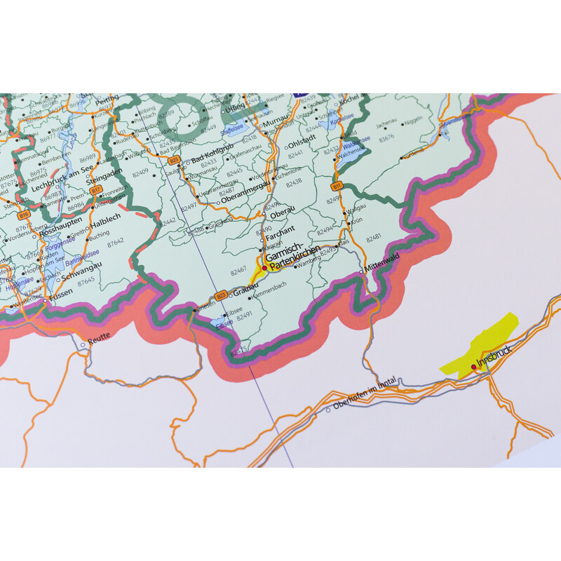 GeoMetro Regional map Bayern Postleitzahlen PLZ (100 x 140 cm)