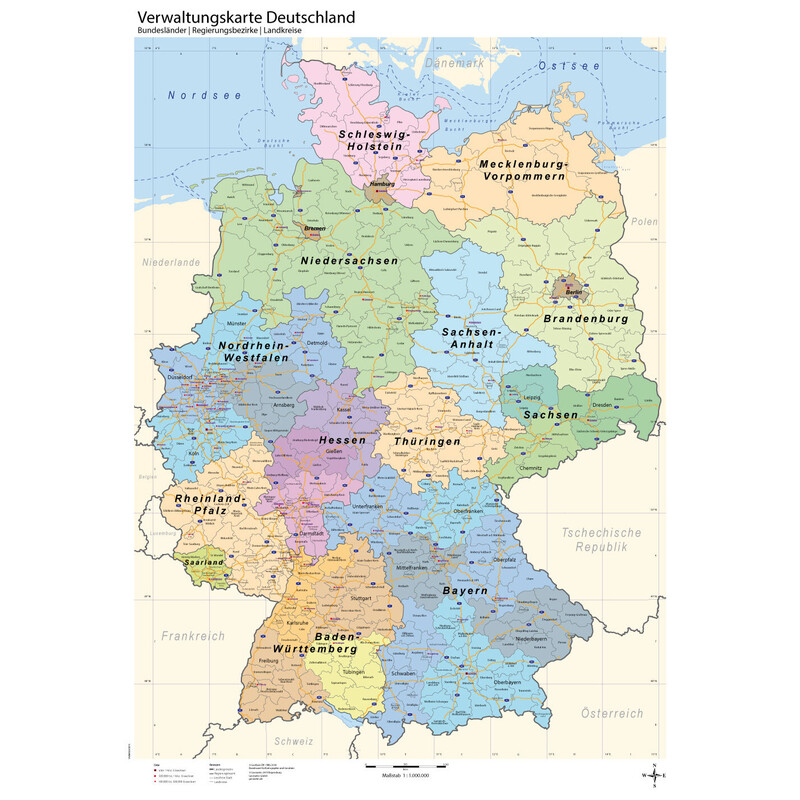 GeoMetro Map Deutschland politsch (70 x 100 cm)