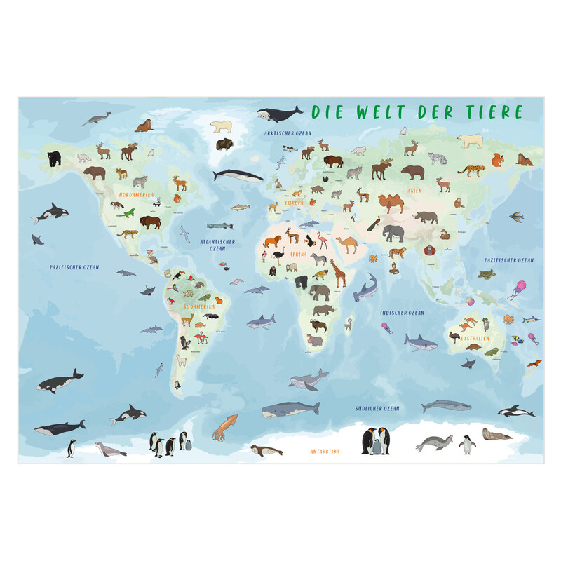 GeoMetro Childrens map Die Welt der Tiere (84 x 60 cm)