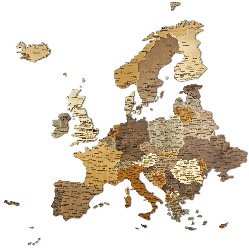 Abraham Wood Decor Continental map Europa Puzzle aus Holz (110 x 108 cm)