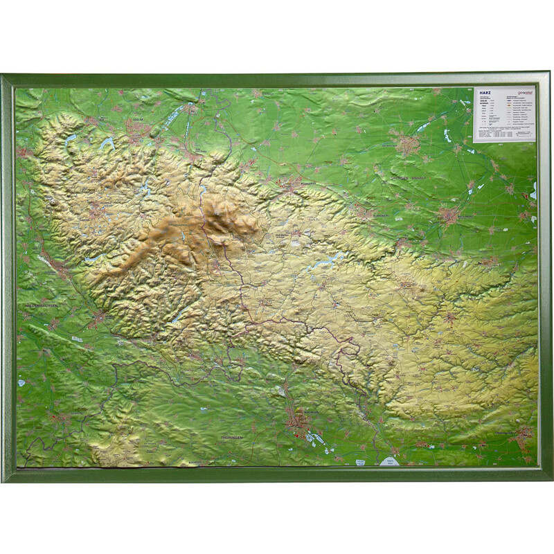 Georelief Regional map Harz 3D Reliefkarte (77 x 57 cm)