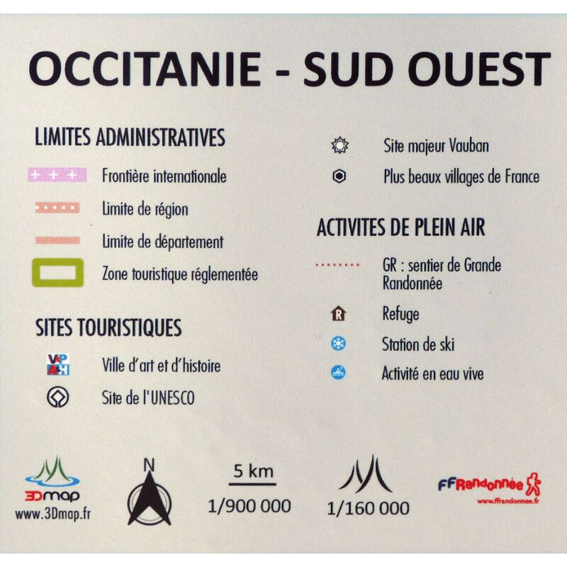 3Dmap Regional map Occitanie - Sud Ouest