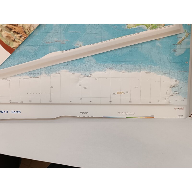 Georelief Weltkarte 3D Reliefkarte (77 x 57 cm) (Normale Gebrauchsspuren)
