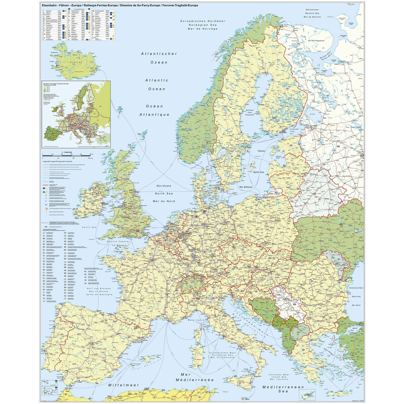 Stiefel Continental map Europa: Eisenbahn und Fähren