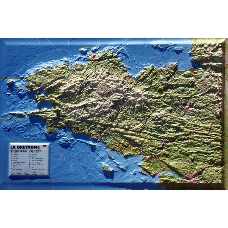 3Dmap Regional map Carte en relief de la Bretagne (61 cm x 41 cm)