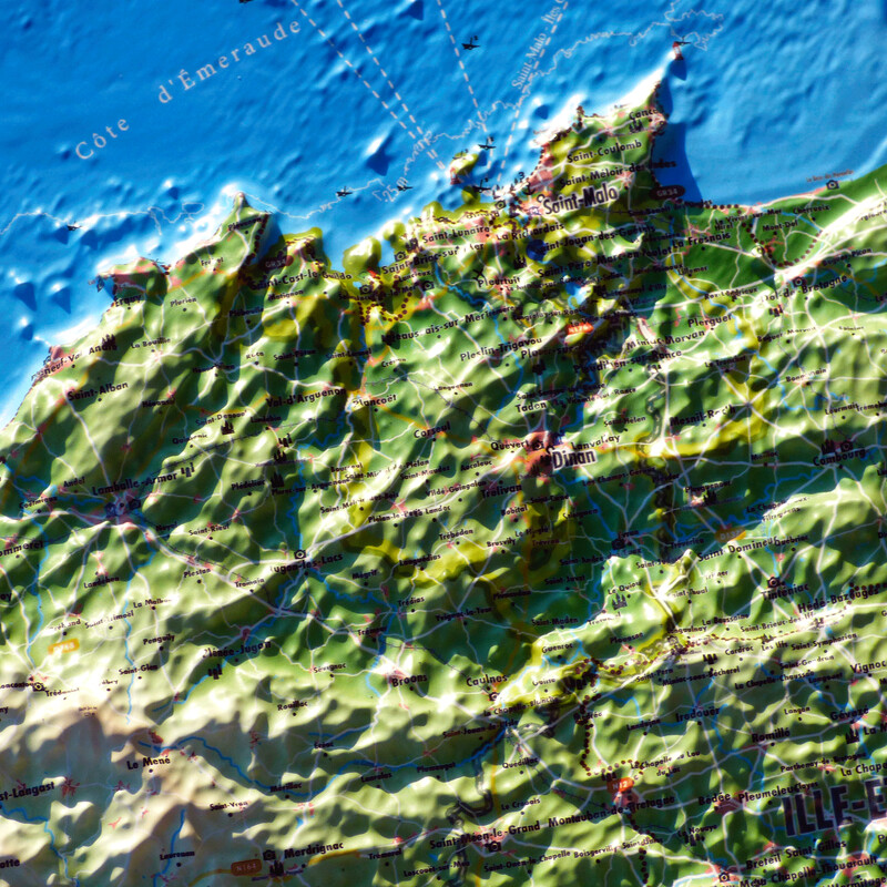 3Dmap Regional map Carte en relief de la Bretagne (61 cm x 41 cm)