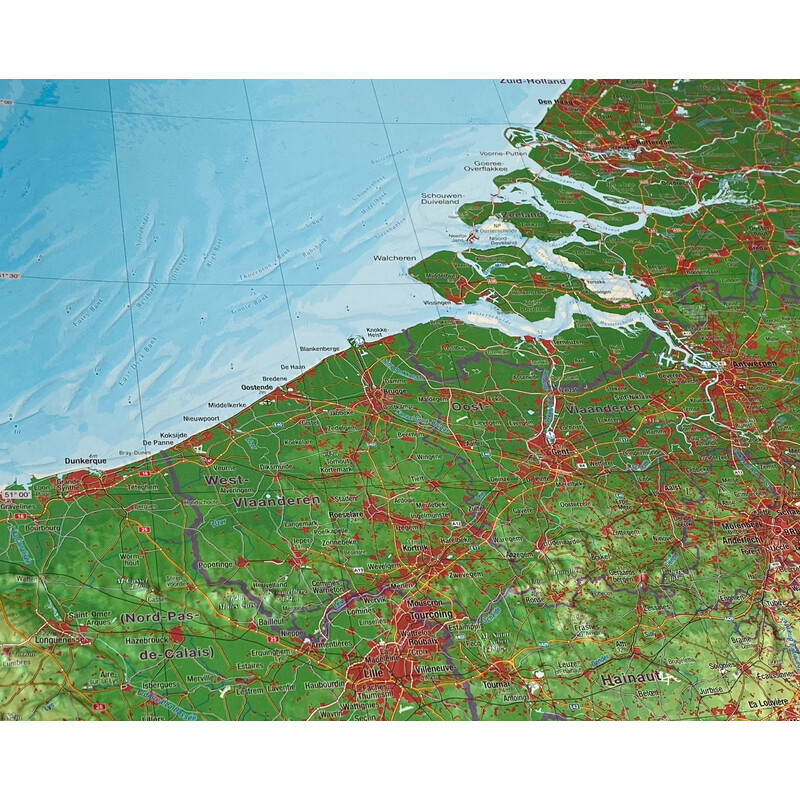 Georelief Regional map Benelux (57 x 77 cm)