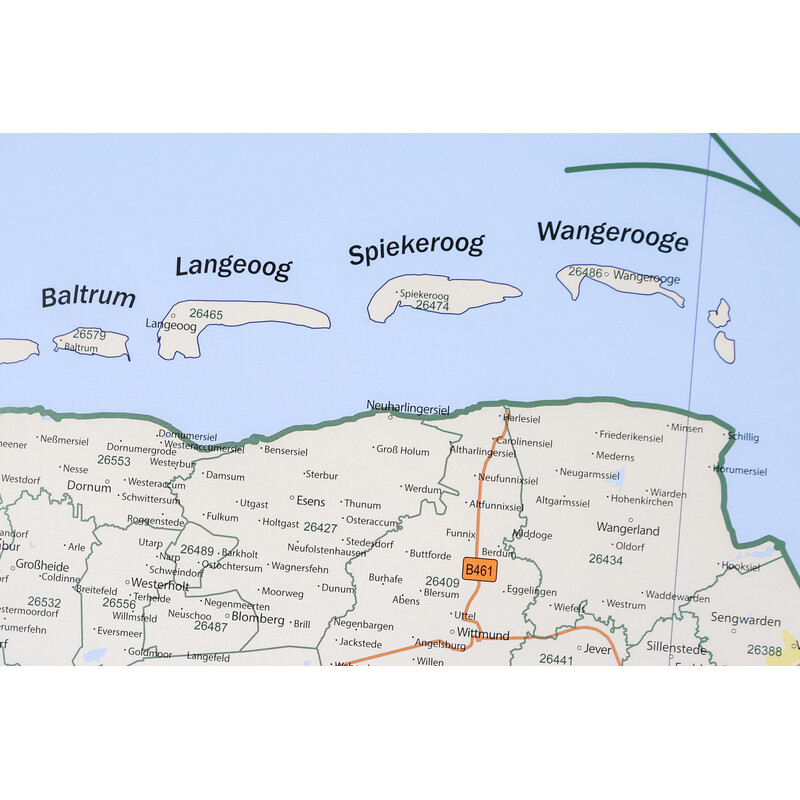 GeoMetro Regional map Lower Saxony Postcodes (100 x 110 cm)