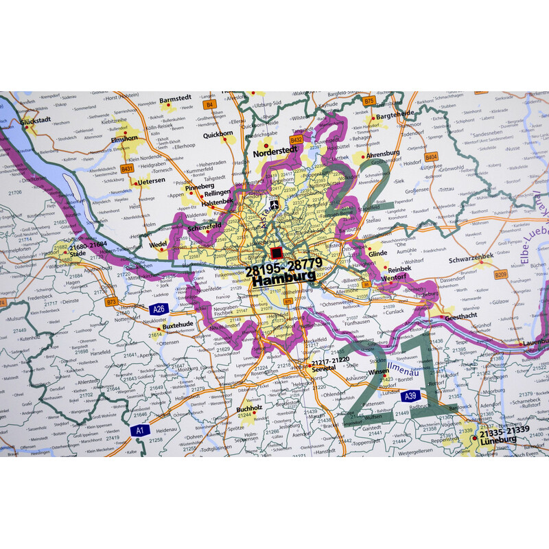 GeoMetro Regional map Lower Saxony Postcodes (100 x 123 cm)